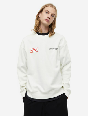 Чоловічий світшот Relaxed Fit H&M (56196) XL Білий 56196 фото