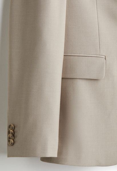 Чоловічий однобортний піджак Slim Fit H&M (58247) S Бежевий  58247 фото