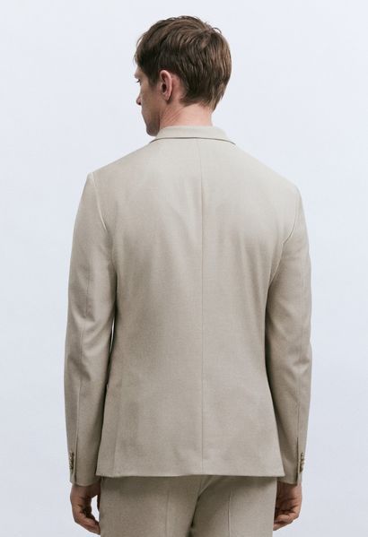 Чоловічий однобортний піджак Slim Fit H&M (58247) S Бежевий  58247 фото