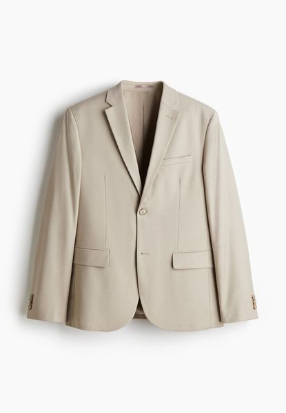 Чоловічий однобортний піджак Slim Fit H&M (58247) S Бежевий  58247 фото