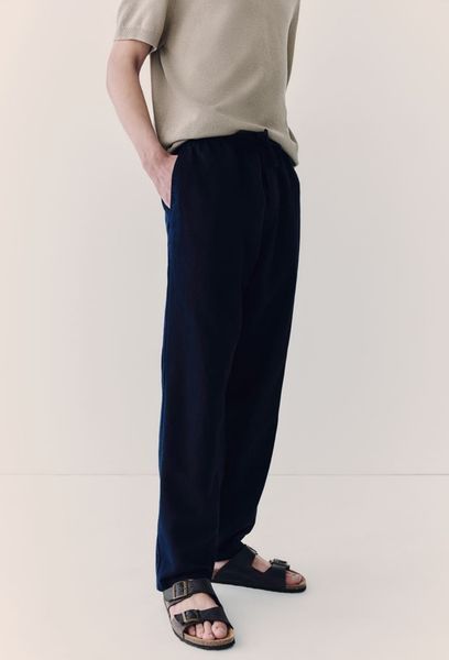 Чоловічі штани з лляної суміші Relaxed fit H&M (57412) XL Темно-сині 57412_xl фото