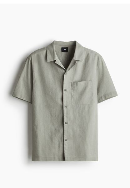 Чоловіча лляна сорочка Regular fit H&M (58401) L Зелена 58401_l фото