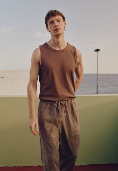 Чоловічі лляні штани джоггери Regular Fit Н&М (58168) S Бежеві 58168 фото