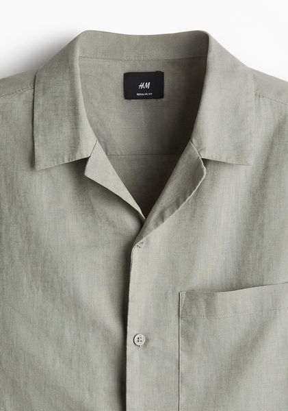 Чоловіча лляна сорочка Regular fit H&M (58401) L Зелена 58401_l фото