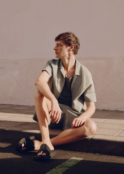 Чоловіча лляна сорочка Regular fit H&M (58401) L Зелена 58401_l фото