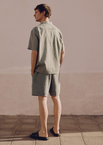 Чоловіча лляна сорочка Regular fit H&M (58401) L Зелена 58401_l фото