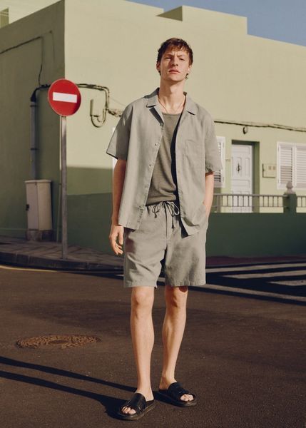 Чоловіча лляна сорочка Regular fit H&M (58401) L Зелена 58401_l фото