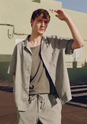 Чоловіча лляна сорочка Regular fit H&M (58401) L Зелена 58401_l фото