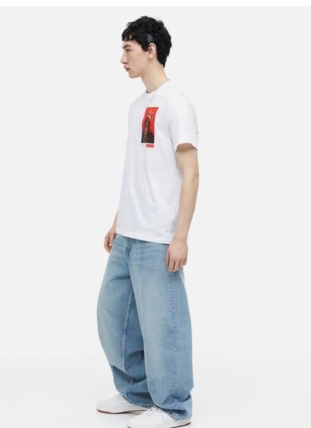 Мужская футболка Regular fit с принтом H&M (58819) M Белая 58819 фото