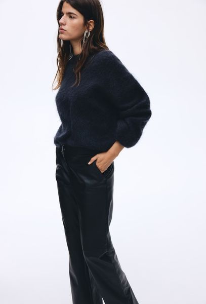 Женские брюки из эко-кожи Bootcut H&M (58762) L Черные 58762 фото