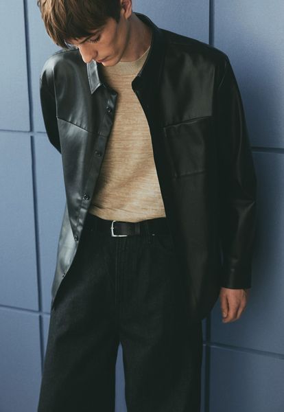 Мужская трикотажная футболка Regular Fit H&M (58238) S Бежева 58238 фото