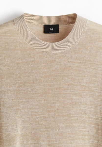Мужская трикотажная футболка Regular Fit H&M (58238) S Бежева 58238 фото