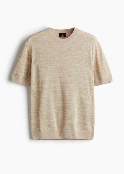Мужская трикотажная футболка Regular Fit H&M (58238) S Бежева 58238 фото