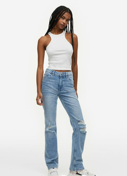 Жіночі джинси Straight regular waist Н&М (55637) W34 Сині 55637 фото