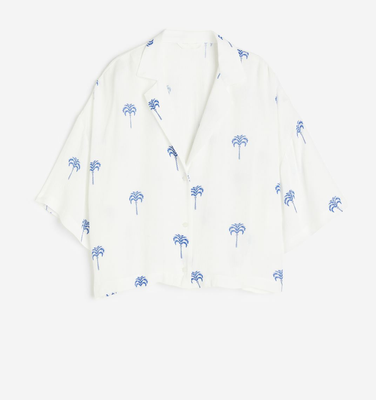 Жіноча укорочена оверсайз сорочка H&M (55685) XS Біла 55685 фото