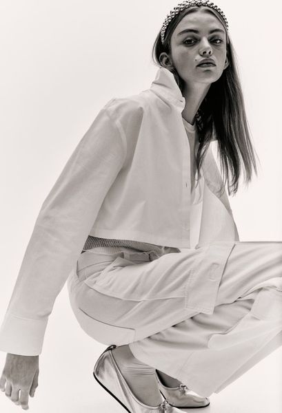 Жіночі штани карго Н&М (56853) XS Білі За фото