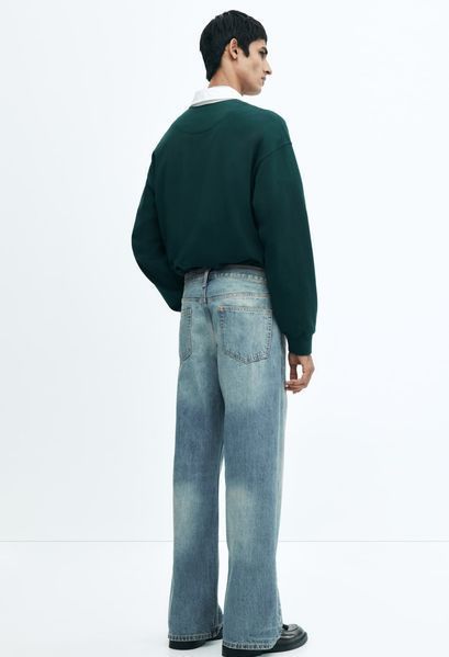 Мужские свободные прямые джинсы Straight Loose Н&М (58577) W32 L32 Светло-синие 58577 фото