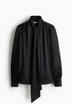 Женская шифоновая блузка с завязкой на шее Н&М (58733) XS Черная 58733 фото