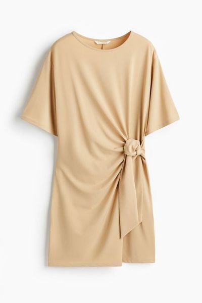 Женское трикотажное платье с узлом Н&М (58386) XS Бежевое 58386 фото