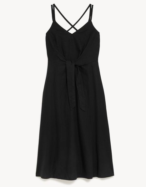 Жіноча лляна сукня на бретелях M&S (57132) S Чорна 57132 фото
