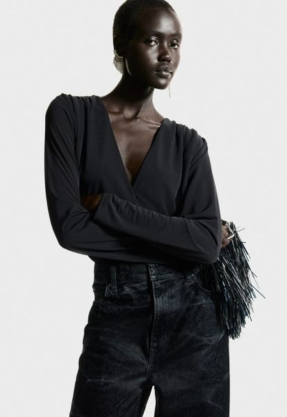 Боди-стринги женские с V-образным вырезом H&M (58748) XS Черный 58748 фото