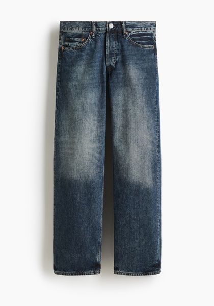 Чоловічі вільні прямі джинси Straight Loose Н&М (58578) W30 L32 Темно-сині  58578 фото