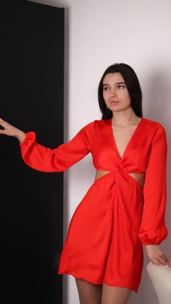 Женское платье с разрезами на талии H&M (55715) S Красное 55715 фото