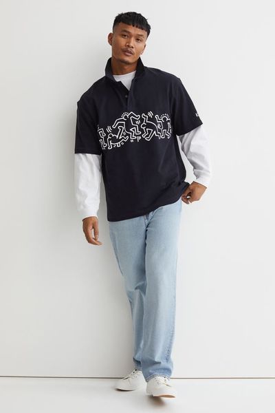 Мужская футболка Polo H&M (10069) M Синяя 10069 фото