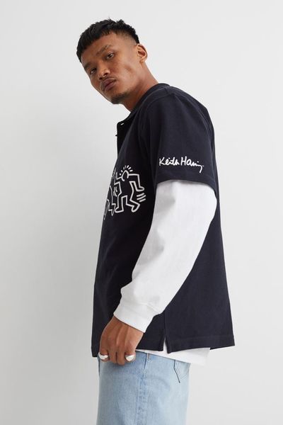 Мужская футболка Polo H&M (10069) M Синяя 10069 фото