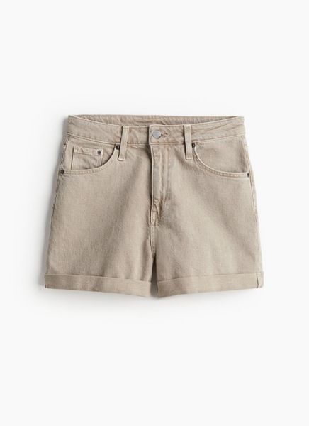 Женские ультравысокие джинсовые шорты Mom H&M (57092) W36 Бежевые 57092 фото