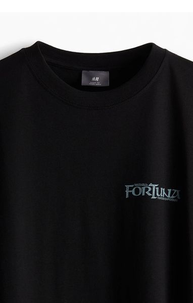 Чоловіча футболка Loose Fit з принтом H&M (58156) S Чорна 58156 фото