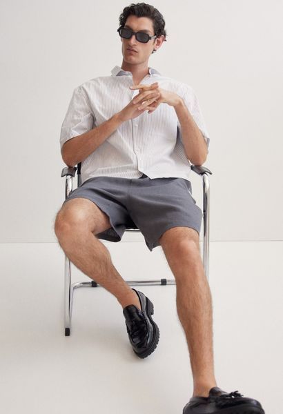 Чоловічі лляні шорти Relaxsad Fit H&M (58303) S Темно-сірі 58303 фото