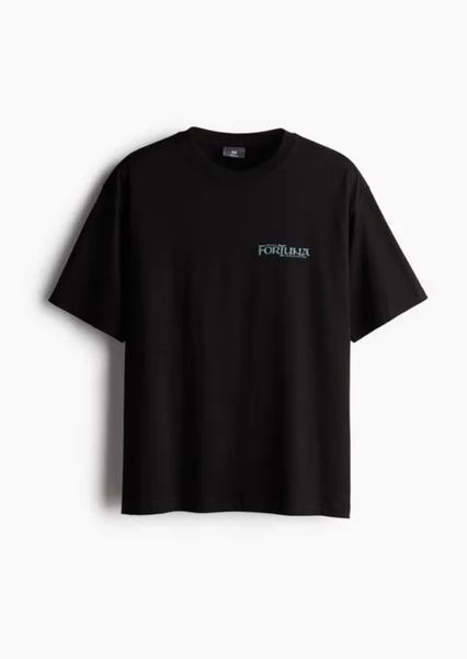 Чоловіча футболка Loose Fit з принтом H&M (58156) S Чорна 58156 фото