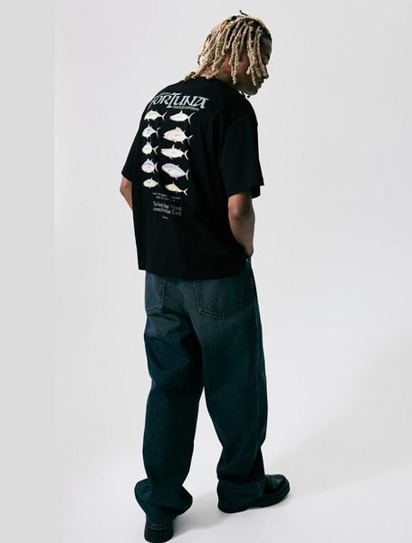 Чоловіча футболка Loose Fit з принтом H&M (58156) S Чорна 58156 фото