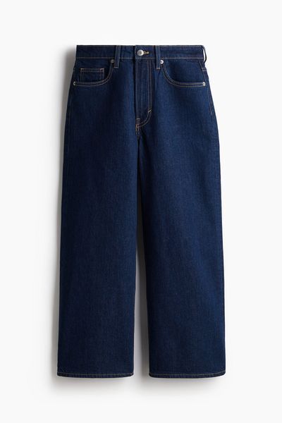 Женские широкие укороченные джинсы Wide regular fit H&M (58474) W36 Темно-синие 58474_ фото