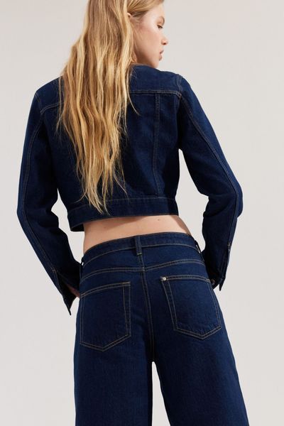 Женские широкие укороченные джинсы Wide regular fit H&M (58474) W36 Темно-синие 58474_ фото