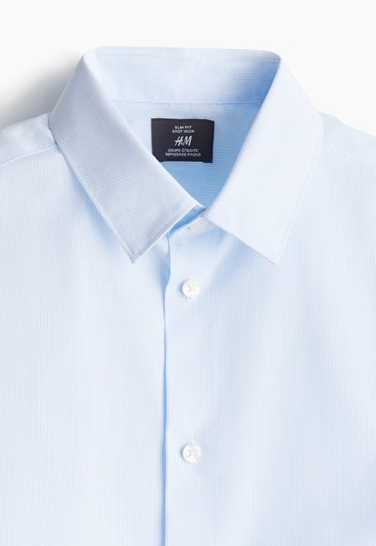 Чоловіча сорочка Slim Fit H&M (58530) S Блакитна  58530 фото