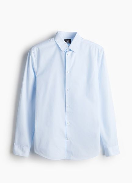 Чоловіча сорочка Slim Fit H&M (58530) S Блакитна  58530 фото