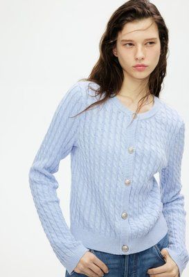 Жіночий кардиган з візерунком коси Н&М (58028) XS Блакитний 58028 фото