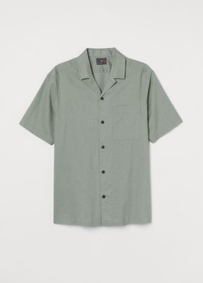 Мужская льняная рубашка Regular fit H&M (57001) L Зеленая 57001 фото