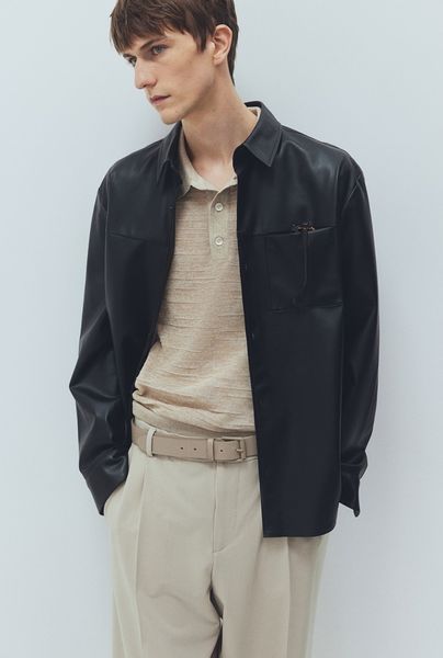 Чоловіча трикотажна футболка Polo Regular Fit H&M (58191) S Бежева  58191 фото