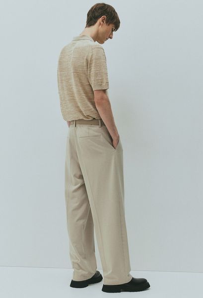 Чоловіча трикотажна футболка Polo Regular Fit H&M (58191) S Бежева  58191 фото