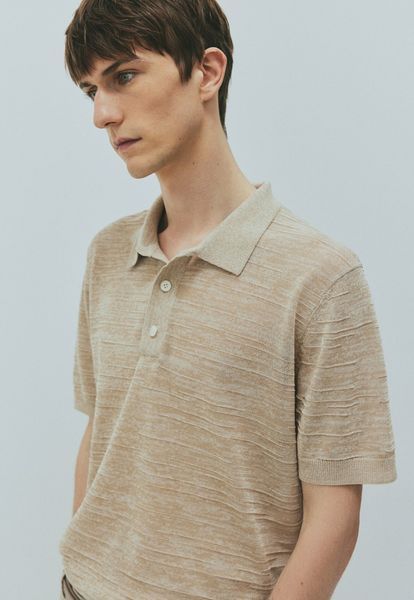 Чоловіча трикотажна футболка Polo Regular Fit H&M (58191) S Бежева  58191 фото