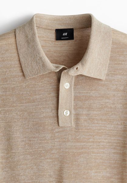 Чоловіча трикотажна футболка Polo Regular Fit H&M (58191) S Бежева  58191 фото