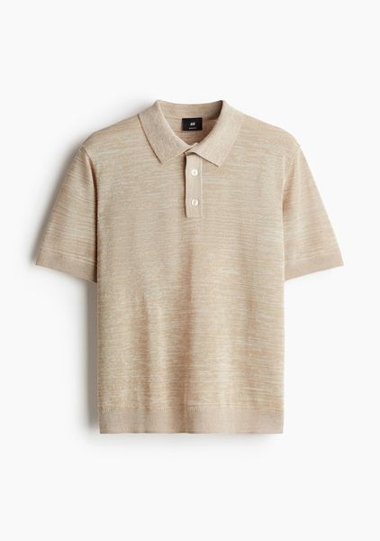 Чоловіча трикотажна футболка Polo Regular Fit H&M (58191) S Бежева  58191 фото