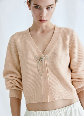 Жіночий светр з бантиком Н&М (56395) S Рожевий 56395_ фото