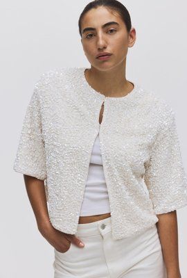 Жіночий кардиган з блискітками Н&М (58752) XS Молочний  58752 фото