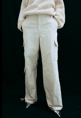 Жіночі штани карго з твіла Н&М (56553) S Світло-бежеві  56553 фото