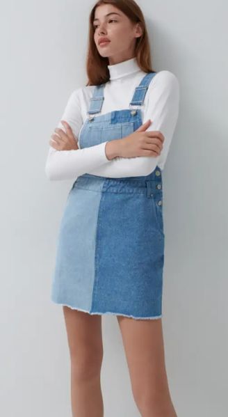 Женская юбка джинсовая с регулируемыми бретелями House brand (57050) XS Синяя 57050 фото