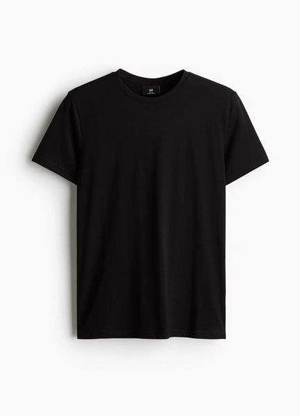 Чоловіча бавовняна футболка Slim fit H&M (58066) XL Чорна 58066_xl фото
